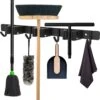 Volcan Bezemhouder - Bezem Ophangsysteem Tuingereedschap - Gereedschapshouder - Zelfklevend - 3M Tape - 3 Houders 4 Haken - RVS Zwart