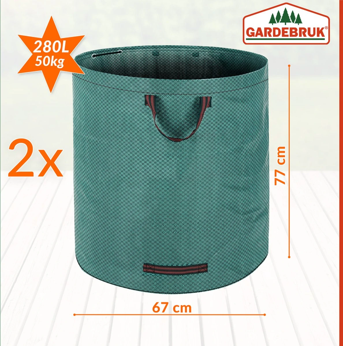 Gardebruk Tuinafvalzak - 2 Stuks 280L – 77x67cm/Opvouwbaar - Groen - Afbeelding 2