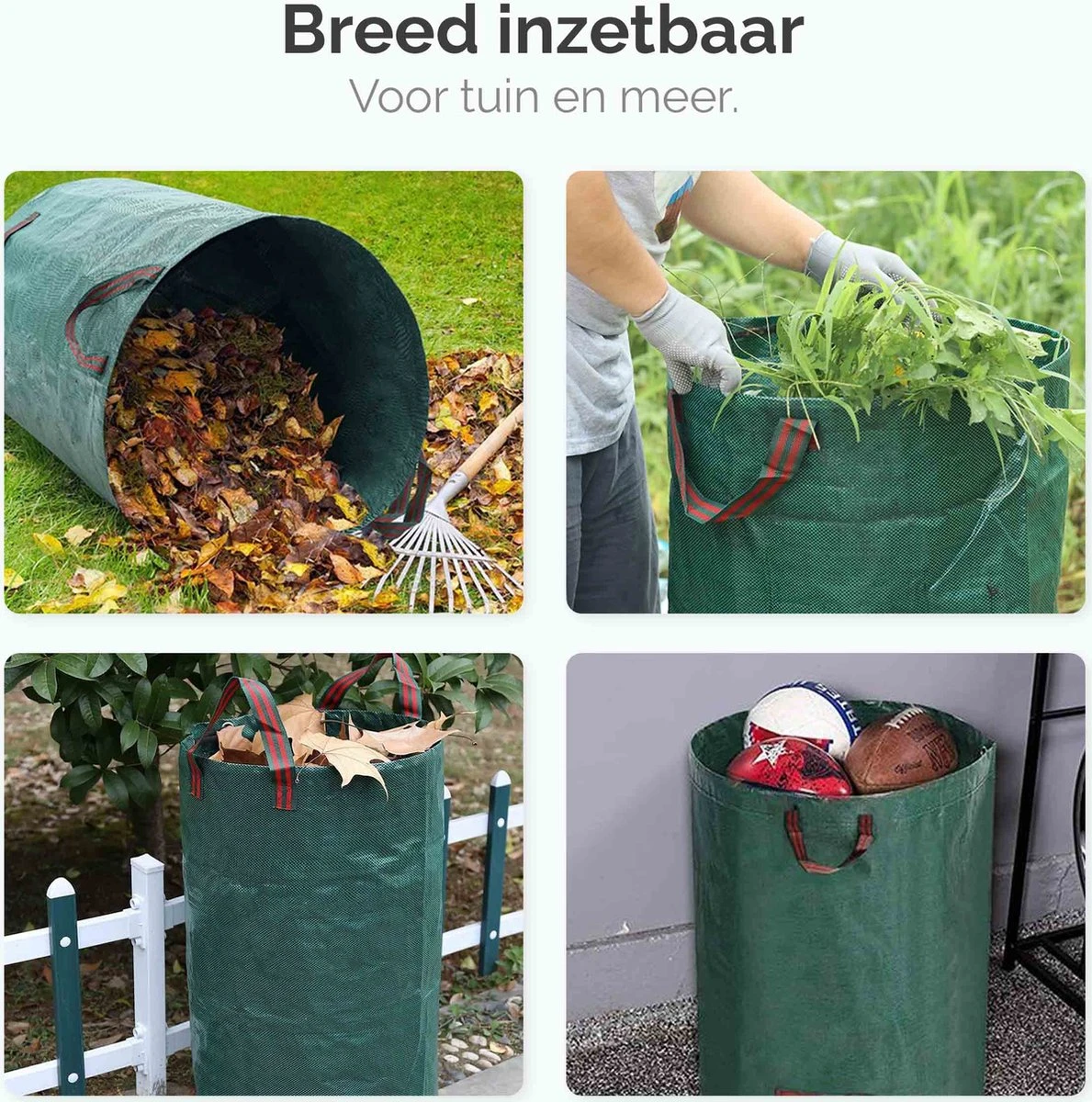 Goliving Tuinafvalzak - Set Van 2- Tuinafvalzakken Opvouwbaar - Tuinzak - Tuinafvalemmer - 2x 280 Liter - Groen - Afbeelding 6