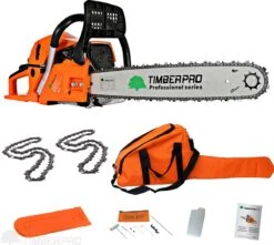 TIMBERPRO - Kettingzaag – Benzine - 62 Cc - Zwaardlengte 50 Cm - Transportzak - 2e Ketting
