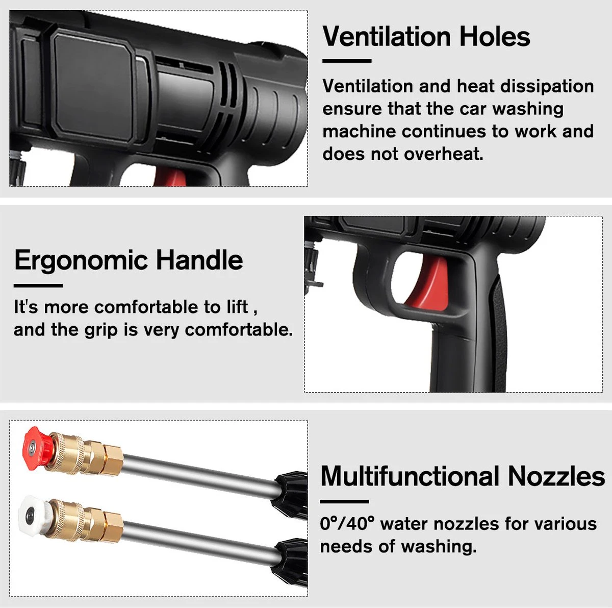 Merkloos Drillpro Elektrische Accu - Hogedrukreiniger - 30Bar - Multifunctioneel Mondstuk - Draagbaar Oplaadbaar Snoerloos - Zwart - Afbeelding 7