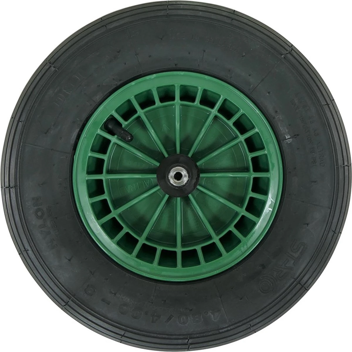 FORT 2PLy Kruiwagenwiel 400x100mm, Kunststof Velg, Kleur Groen, Luchtband