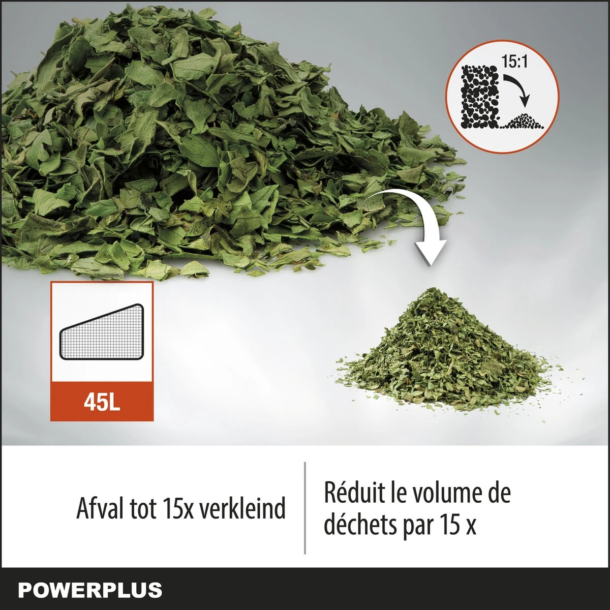 Powerplus Dual Power POWDPG75270 Bladblazer - Bladzuiger En -versnipperaar - Brushless - Blazen - Zuigen - Versnipperen - Excl. Accu En Lader - Incl. Opvangzak 45L - Afbeelding 4