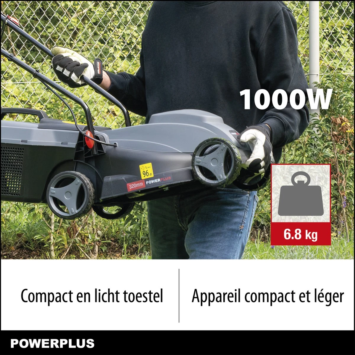 Powerplus POWEG63703 Elektrische Grasmaaier - Grasmachine Voor Kleine Tuin - 1000 W - 32cm Maaibreedte - 30L Opvangbak - Verstelbare Maaihoogte - Afbeelding 2