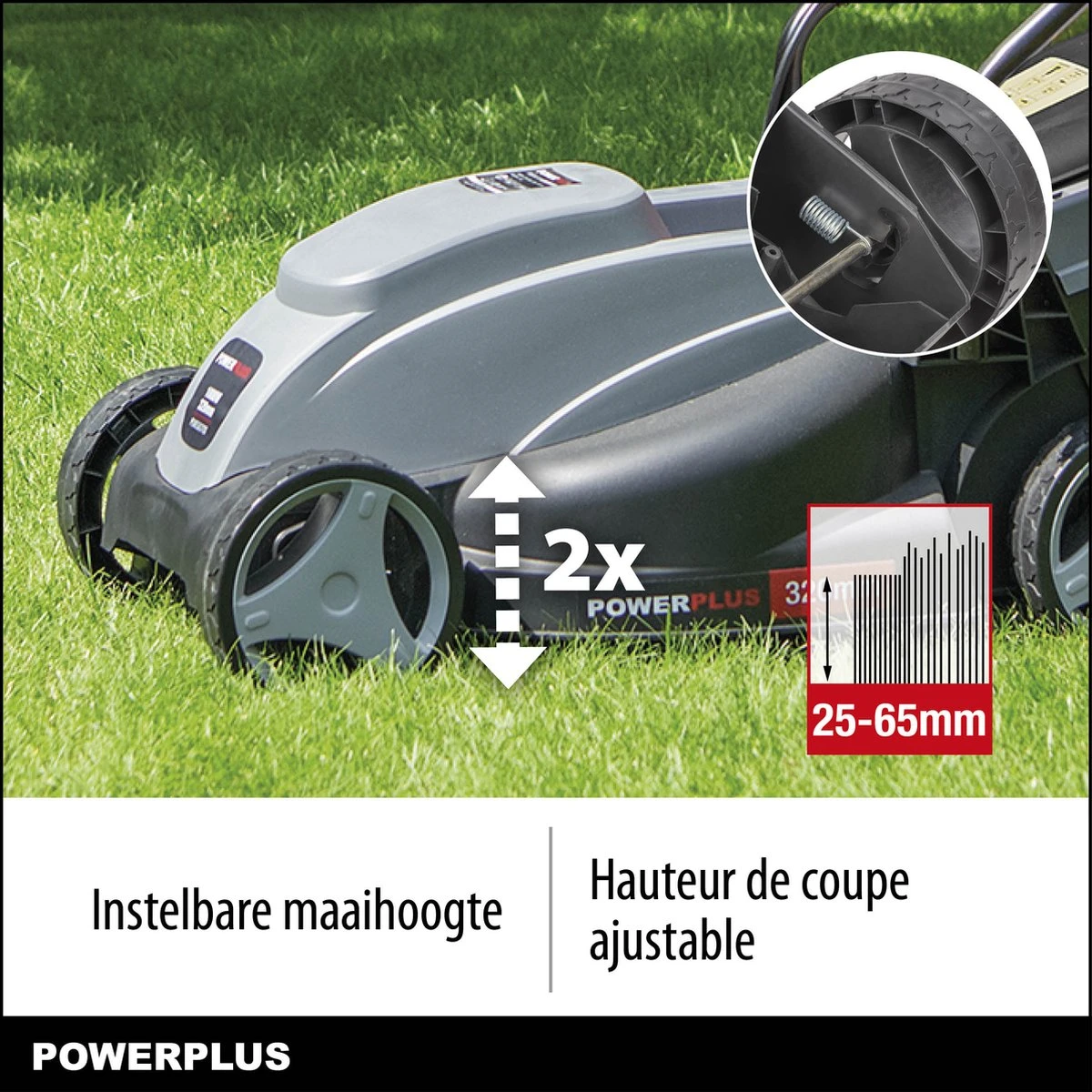 Powerplus POWEG63703 Elektrische Grasmaaier - Grasmachine Voor Kleine Tuin - 1000 W - 32cm Maaibreedte - 30L Opvangbak - Verstelbare Maaihoogte - Afbeelding 5