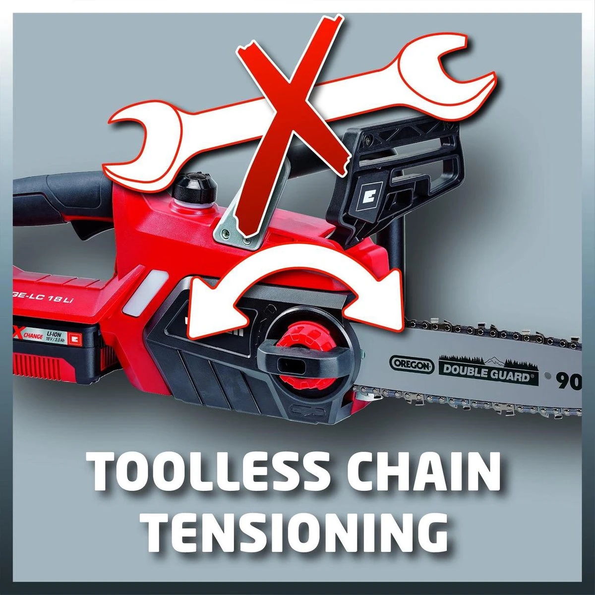 Einhell Accu Kettingzaag GE-LC 18 Li Kit (1x3,0Ah) Power X-Change (Li-Ion - 18 V - 25 Cm Zwaardlengte - 23 Cm Snijlengte - Terugslagbescherming - Kettingvangbout - Incl. 3,0 Ah Accu En Lader) - Afbeelding 12