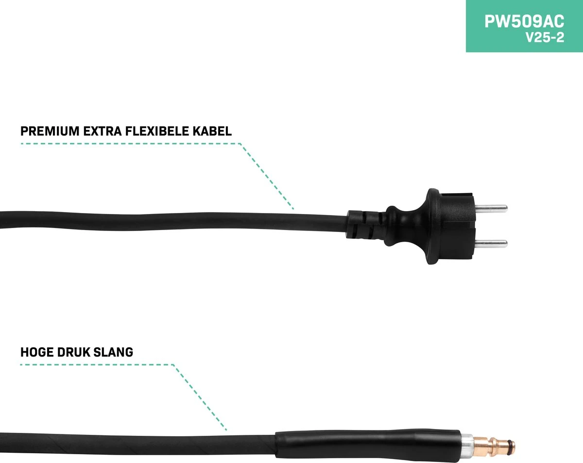 VONROC PRO Hogedrukreiniger V25-2 – 2500W – 195 Bar – 468 L/h – Duurzame Inductiemotor – Incl. 8m Slang, Slanghaspel, Terrasreiniger, Reinigingstank En Meer - Afbeelding 6